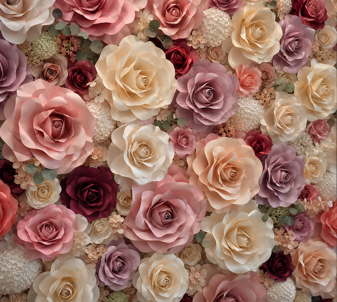 Colorful handcrafted paper flower wall